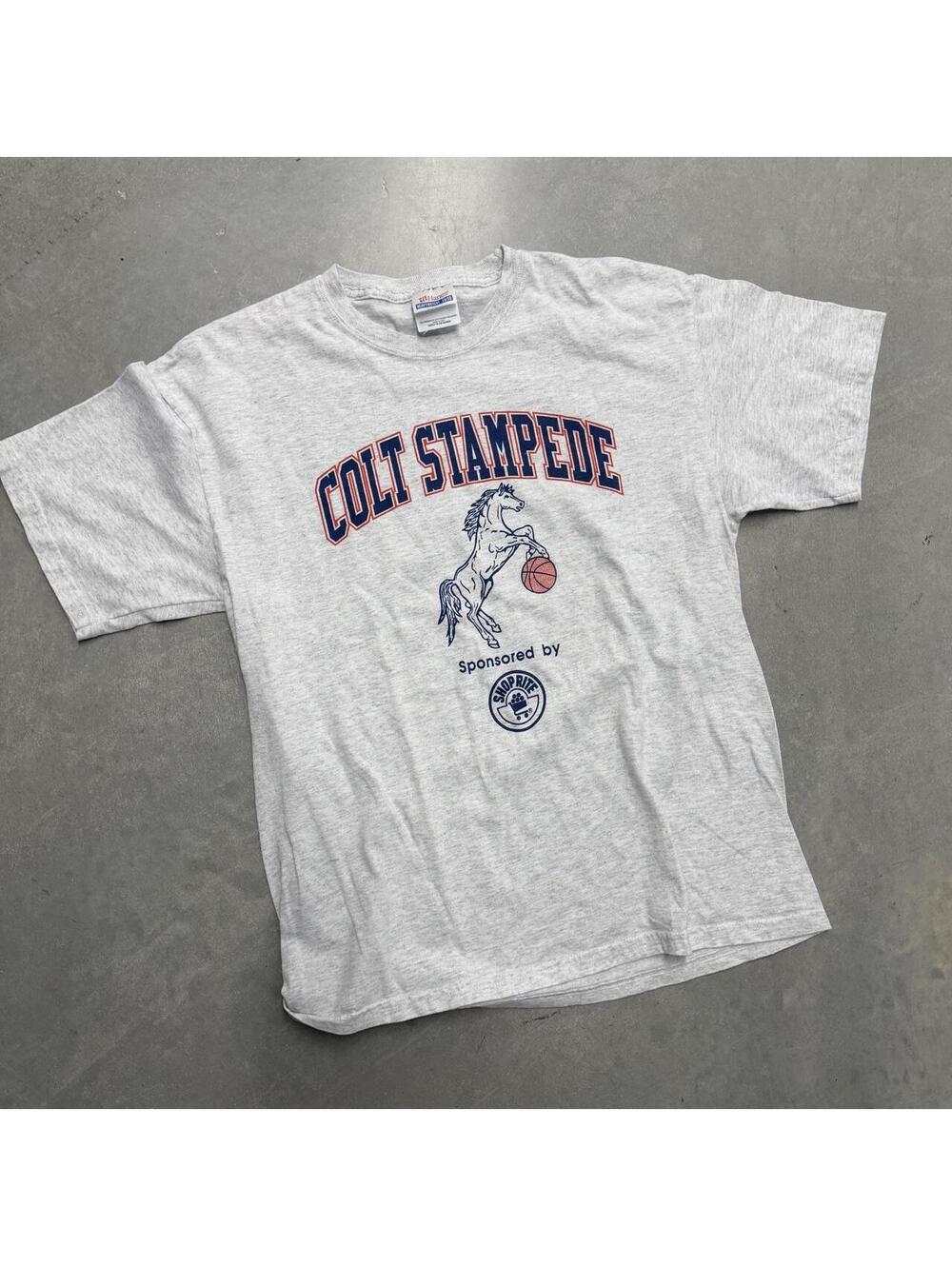 Vintage Men's Hanes Colt Stampede Athletes Alley Gray Graphic Tee Sized Medium